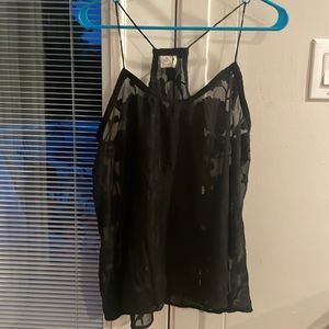 Black Lace Sheer Paper Crane tank